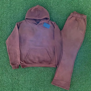 Sudadera con capucha de invierno de peso pesado en blanco, con logo bordado personalizado, conjunto de chándal oversize para hombre, estilo streetwear, venta al por mayor, forro polar, impresión digital - Product Image 6