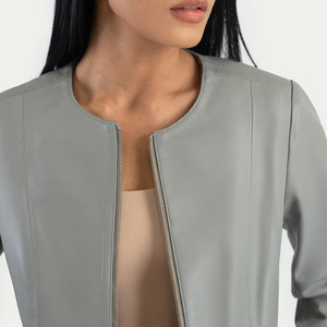 Breathable <b>Winter</b> Windproof Heated Outdoor Hot Design Customized Color Regular Style Genuine <b>Leather</b> Bomber <b>Jacket</b> - Product Image 2