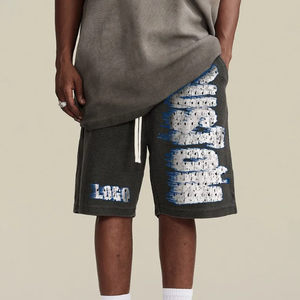 Personnalisé Chenille Broderie Logo Applique Haute Qualité 100% Coton Shorts Épais Short Ample Décontracté pour Hommes - Product Image 2