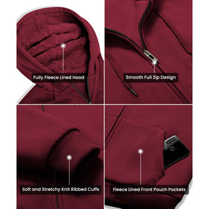 Sweat-shirts à capuche pour hommes en molleton 100% coton de haute qualité, molleton intégral, broderie et impression sérigraphique personnalisées - Product Image 4