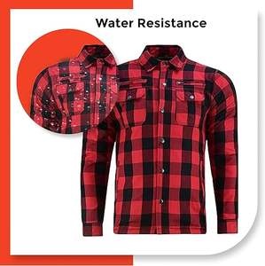 Camisa de Franela para Motocicleta, Talla Grande, Protectora y Resistente al Viento, para Invierno, con Forro y Paneles de Cuero Duradero - Product Image 6