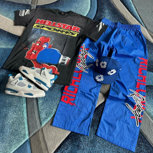 กางเกงวอร์มผ้าไนลอนสำหรับผู้ชายกางเกงขาตรงแบบลำลองทรงหลวมปักลายด้านข้างทำจากโพลีเอสเตอร์ - Product Image 3