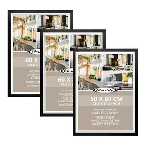 Lot de 3 cadres créatifs en bambou pour affiches 60 x 80 cm, décor en bois noir, motif carré, pour photos, tailles 8 x 10 et 11 x 14 disponibles - Product Image 6