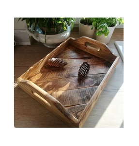 Bandeja de madera hecha a mano para mesita de noche o cocina, organizador rústico para aperitivos, bebidas o decoración del hogar - Product Image 5