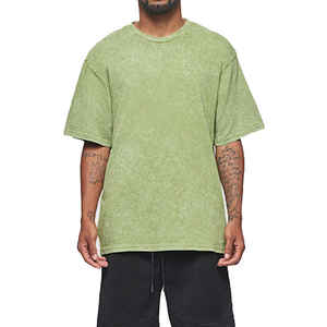 Logo personnalisé T-shirt vintage délavé à l'acide pour hommes respirant High Street motif solide surdimensionné 220 grammes poids du tissu en vente - Product Image 2