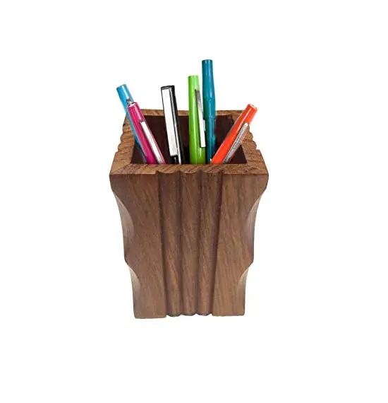 Benzersiz ahşap kalem ve kalemlik özelleştirilmiş ofis kırtasiye malzemesi saklama kutusu kalemlik ve masa masası