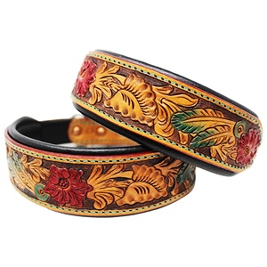 Pet Accessories Cow Leather Soft Padded <b>Dog</b> <b>Collar</b> With Hand Carving & Tooling Indian Wholesale Manufacture <b>Dog</b> Uses Low Prices - Product Image 3