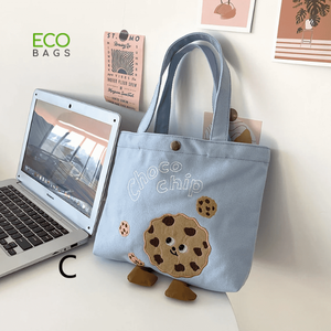 Sac de shopping en toile de coton réutilisable, écologique, moderne, mignon, avec broderie de logo personnalisé, pliable, sacs écologiques promotionnels avec lettres - Product Image 2