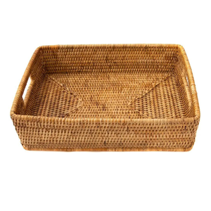 Meilleure qualité artisanat indonésien Rectangle fruits plateau de service rotin Table à manger décoration panier de rangement - Product Image 3