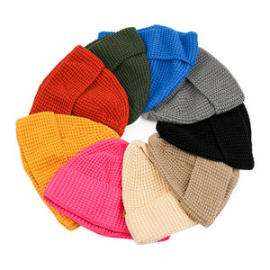 Custom Plain Waffle Beanie Acrílico Invierno Hombres Mujer Warm Knitted Hats - Product Image 1