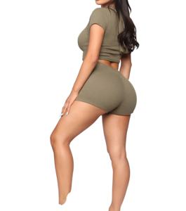 Conjunto de Yoga Sólido al por Mayor para Mujer, Económico, Sin Costuras, Transpirable, de Secado Rápido, de Spandex/Algodón, Traje de Fitness de Dos Piezas para Gimnasio - Product Image 3