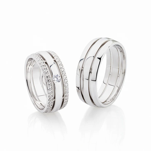 แหวนหมั้นทรงกลมแบบคลาสสิกประดับโมอิสซาไนต์  วัสดุสแตนเลส ลายเรขาคณิต พร้อมใบรับรอง IGI - Product Image 2