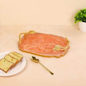 Plateau en résine décoratif fait à la main, modèle personnalisable, plateau de service durable pour la décoration de la maison et des mariages et les cadeaux à bas prix - Product Image 2