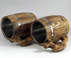 Eco-Friendly Wooden Viking <b>Mug</b> with Hand-Carved Engraving Animal & Religious Designs - Product Image 2