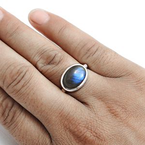 100% Natural Flashy Blue Labradorite <b>Statement</b> <b>Rings</b> 925 Sterling Silver Handmade Fire Gemstone Designer Birthstone Jewelry Bulk - Product Image 2