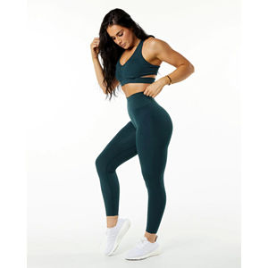Leggings respirants taille haute pour femmes couleur unie entraînement Yoga Fitness collants Style décontracté pantalons de sport en gros - Product Image 5