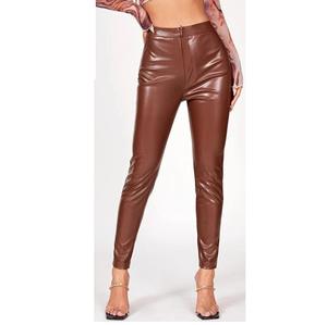 กางเกงเลกกิ้งเอวสูงระบายอากาศได้ดีสำหรับผู้หญิงกางเกงหนังเทียมเคลือบ PU ดีไซน์ให้เด็กปรับแต่งได้สำหรับฤดูหนาว - Product Image 1