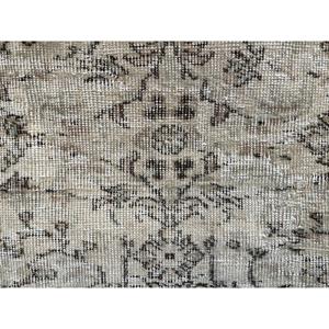3.9x6.6 ft Area Vintage Rug, Turkish Rug, <b>Brown</b> Gray Floral <b>Wool</b> Rug - Product Image 5