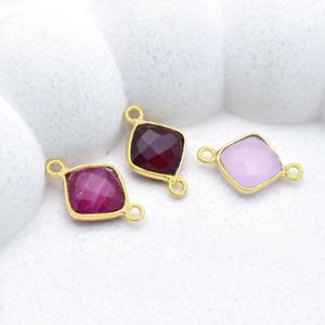 Connecteur de lunette en pierre de lune de 8 mm, fait à la main, lunette coussin, lien en pierre précieuse, plaqué or, fournitures de bijoux, cadeau pour elle - Product Image 3