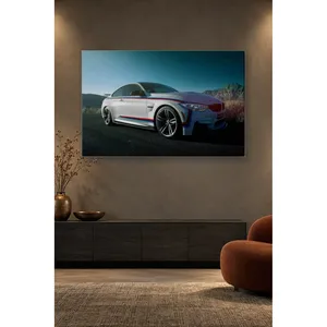 Fida White BMW M4 avec bandes M, impression sur toile ciel turquoise - Product Image 5