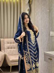 Premium Pure Chinon Silk Palazzo Suit With Heavy Sequence Embroidery Work - Product Image 3