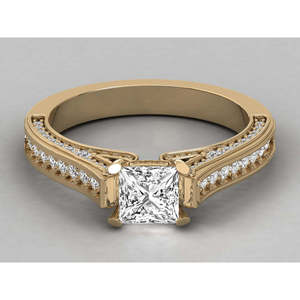 Bague de fiançailles solitaire pour femme en or massif 18 carats avec diamant de laboratoire - Product Image 3