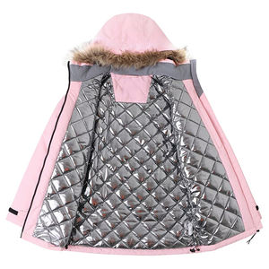 Chaquetas de esquí personalizadas para mujer con forro de lana impermeable a prueba de viento abrigos de invierno al aire libre con impresión de logotipo OEM al por mayor - Product Image 3