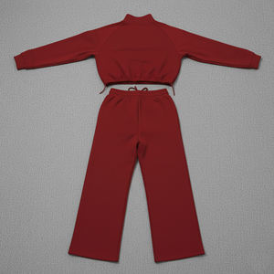 High Quality Custom Made 100% Cotton Fleece Streetwear Solid Color Oversized Hoodie & Baggy jogger 2 piece set for women - Product Image 5