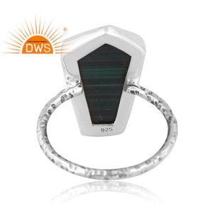 Anillo apilable de piedras preciosas de malaquita Natural de plata esterlina oxidada de la mejor calidad, fabricante de joyería personalizada - Product Image 4
