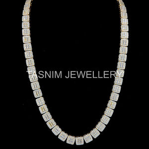 Collares de Cadena Cubana Baguette de Plata de Ley Unisex con Dije de Moissanita, Estilo Hip Hop Cristiano Certificado, Brillo Sutil, Gran Venta - Product Image 1