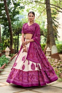 ชุด lehenga choli ผ้าพันคอผ้าไหมทัสซาร์พิมพ์ลายสีไวน์ดีไซน์ใหม่ชุดปาร์ตี้งานแต่งงานแบบดั้งเดิมสไตล์อินเดียใต้ - Product Image 3