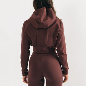 Haute qualité respirant noir sweats à capuche blancs femme nouvelle couleur unie femmes haut court à capuche décontracté sweats à capuche amples pour les femmes - Product Image 6