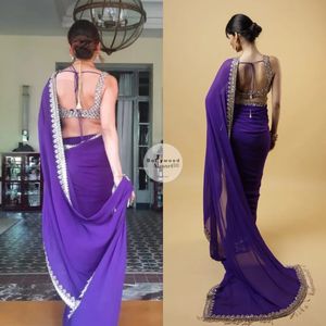 Bollywood diseñador Saree colección pesado suave Georgette hermosa doble lentejuelas bordado trabajo borde Sari para exportación - Product Image 2
