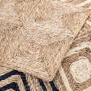 Alfombras de algas marinas tejidas a mano de tamaños de corte personalizados para el área del dormitorio alfombrilla plegable de paja de rafia natural - Product Image 6