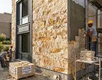 Carreaux de travertin Valencia à face fendue 100 % naturels, longueur libre, modèle 2025, modernes et durables, découpés sur mesure pour la construction de villas