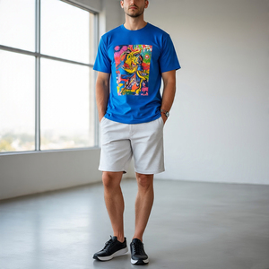 Sublimación personalizada T Shirt Shorts Set Hombres 100% Algodón Poliéster Impreso Shorts Traje Hombres - Product Image 3