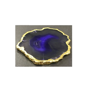 New 2024 Design Tableware Accessories <b>Agate</b> <b>Coaster</b> With Gold Electroplated <b>Agate</b> Slice at Wholesale Price With Premium Quality - Product Image 2