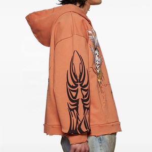 Sudaderas con capucha de invierno personalizadas para hombre DTG DTF estampado en blanco Jersey de lana de gran tamaño informal de algodón al por mayor con cremallera elegante a granel - Product Image 6