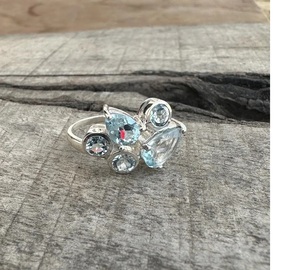 Anillo de piedras preciosas de Topacio Azul genuino, joyería hecha a mano de Plata de Ley 925, anillo de plata sólida, regalo elegante para ella - Product Image 2