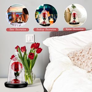 Type classique Rose Beauty <span class=keywords><strong>Rosa</strong></span> <span class=keywords><strong>Bella</strong></span> E Bestia 100% vraie Rose préservée Beauté et la bête avec lumière LED pour la Saint-Valentin - Product Image 3