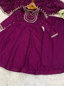 LAUNCHING NEW DESIGNER MODERN FESTIVE PARTY WEAR <b>KURTI</b> PENT with VICHITRA SILK DUPATTA and EMBROIDERY WORK - Product Image 5