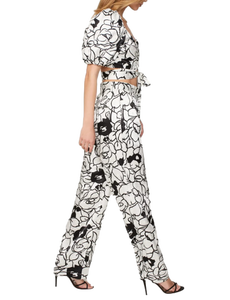 Ventes à l'exportation Vêtements et accessoires Pantalons à fleurs noir et blanc pour filles Collection d'usure quotidienne à vendre - Product Image 6