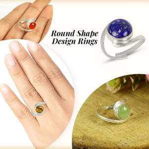 แหวนปรับขนาดได้ประดับด้วยคริสตัลธรรมชาติสำหรับทุกเพศ - Product Image 2