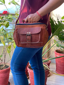 Vintage Padded Goat Leather <b>Camera</b> Bag Travel <b>Camera</b> Cases DSLR <b>Camera</b> Bag - Product Image 3