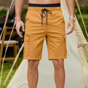 Short Cargo pour Homme en Toile de Coton Respirant Anti-Rides Fermeture à Cordon de Serrage 6 Poches Classique Stretch Écologique OEM - Product Image 1