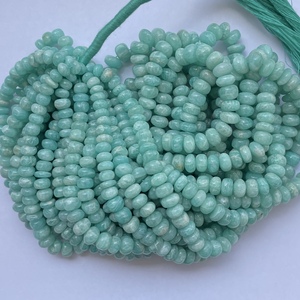 6mm 8mm 10mm verde azul amazonita piedra Natural suave Rondelle hilo de cuentas precio al por mayor cuentas semipreciosas fabricación de joyas - Product Image 1