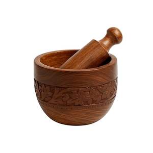 Mortero y Maja de Madera Ecológicos de Fabricación OEM para Cocina Casera con Textura Natural que Mejora la Calidad de Molienda de Especias - Product Image 1