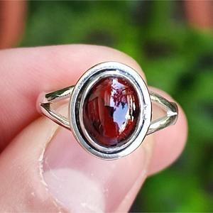 925 Sterling <b>Silver</b> <b>Garnet</b> <b>Ring</b> Handmade Boho Statement Promise Jewelry with Natural Oval Gemstone January Birthstone - Product Image 1