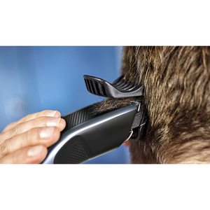 Tondeuse à cheveux pour homme, technologie DualCut, 13 réglages de longueur (0,5-23 mm), lame en acier inoxydable, batterie, anti-bouchon, argent/noir, US - Product Image 5