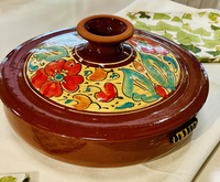 Pot de Tajine rond coloré peint à la main, grand service émaillé à la main, marmite sans plomb, marmites de cuisine marocaines faites à la main